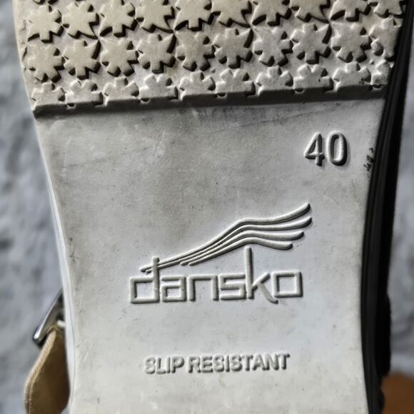 Dansko Vegan Valerie Mary Jane Women 9.5-10 EU 40 Shoe Beige Canvas Buckle Clogs - Picture 9 of 13